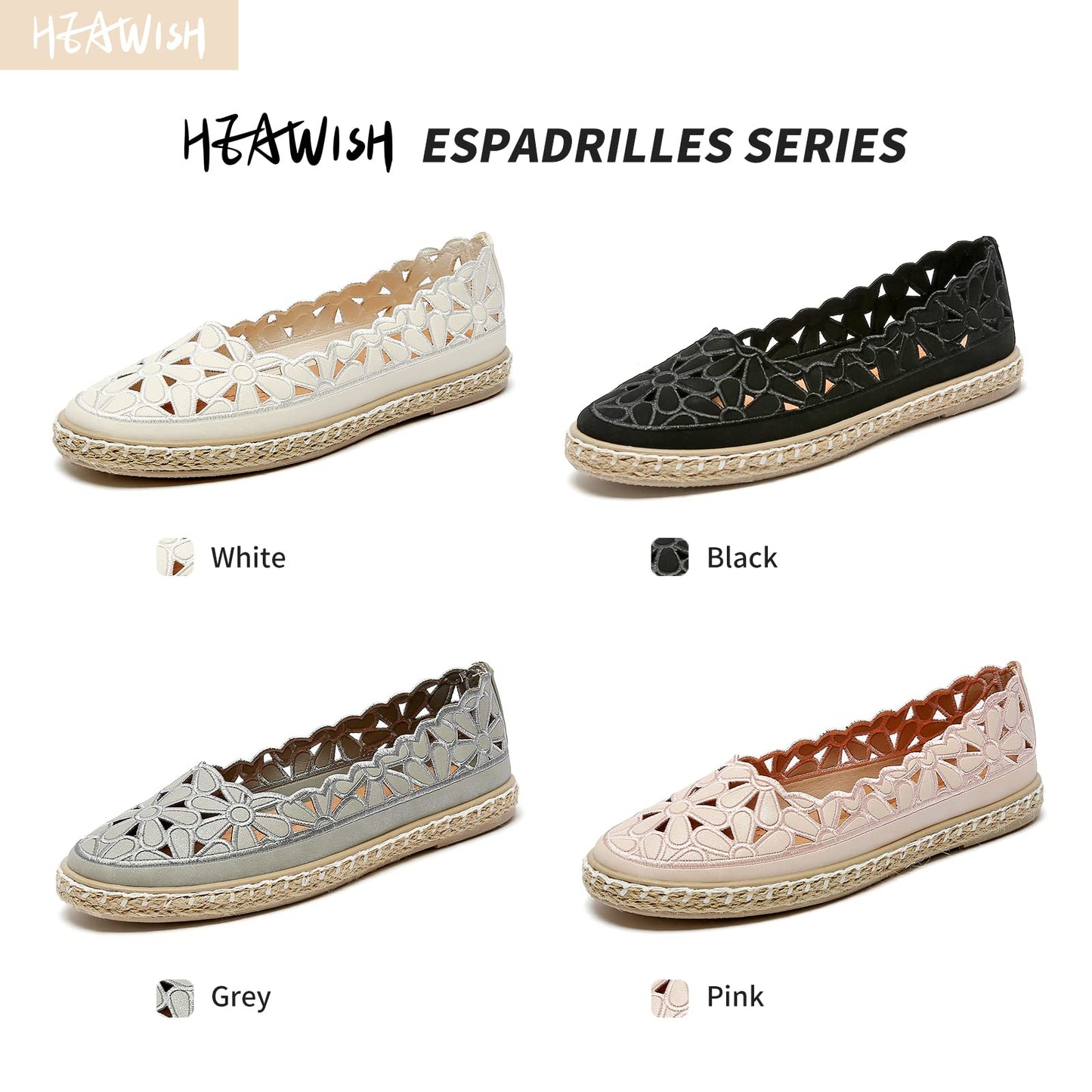 HEAWISH Women’s Ballet Flat Daisy Round Toe Dress Shoes Casual Slip On Rope Loafer