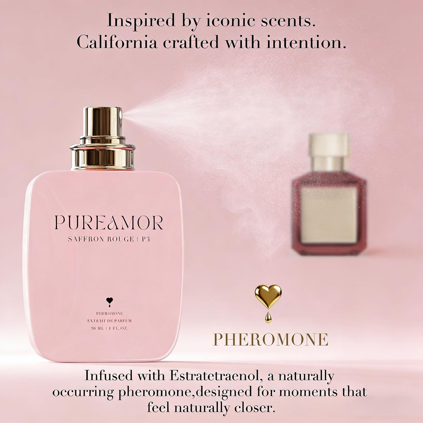 Pheromone Perfume for Women, Amber Noir Extrait de Parfum - Long Lasting Vanilla Amber Scent, 30% High Concentration, Full Size Fragrance Spray, 1.0 oz / 30 ml