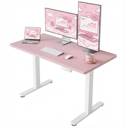 HUANUO 32" Small Electric Standing Desk Adjustable Height, 4 Memory Height Settings, Sit Stand Up Desk for Home Office & Computer Workstation, LightWalnut