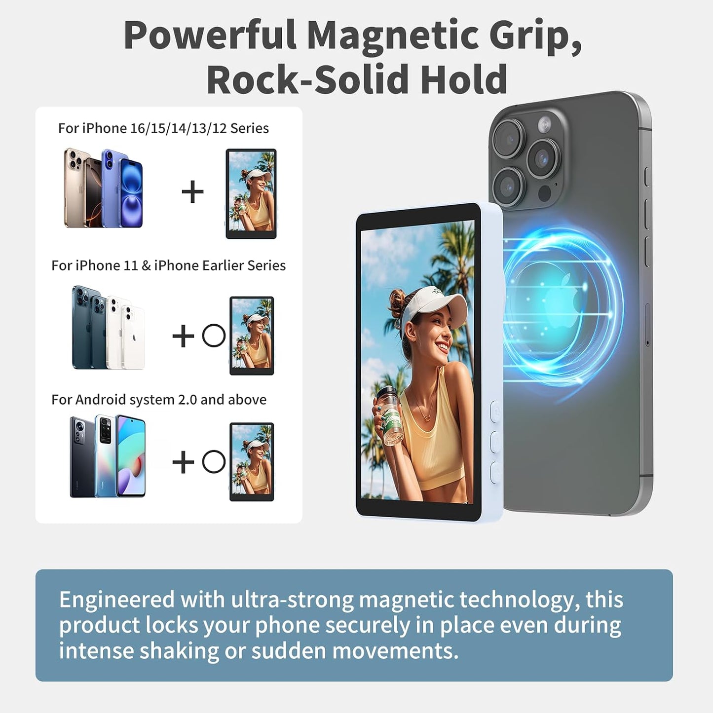 Selfie Monitor Screen, Vlog 4K 30fps Video Recording for iPhone & Android Using Phone Rear Camera for Selfie Vlog Live Stream TikTok, with Blue Tooth Remote, Content Creator Essentials (Purple)