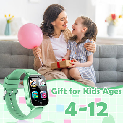 Luyiilo Smart Watch for Kids, with 26 Puzzle Games, Touch Screen, HD Camera, Alarm Clock, Toys for Ages 4-12 Years Old.Birthday Gift for Boys Girls (Blue)