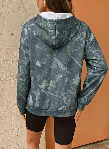 Dokotoo Hoodies for Women Long Sleeve Maple Leaf Fleece Camo Hoodie Oversized Camouflage Casual Sweatshirt Hooded Tops