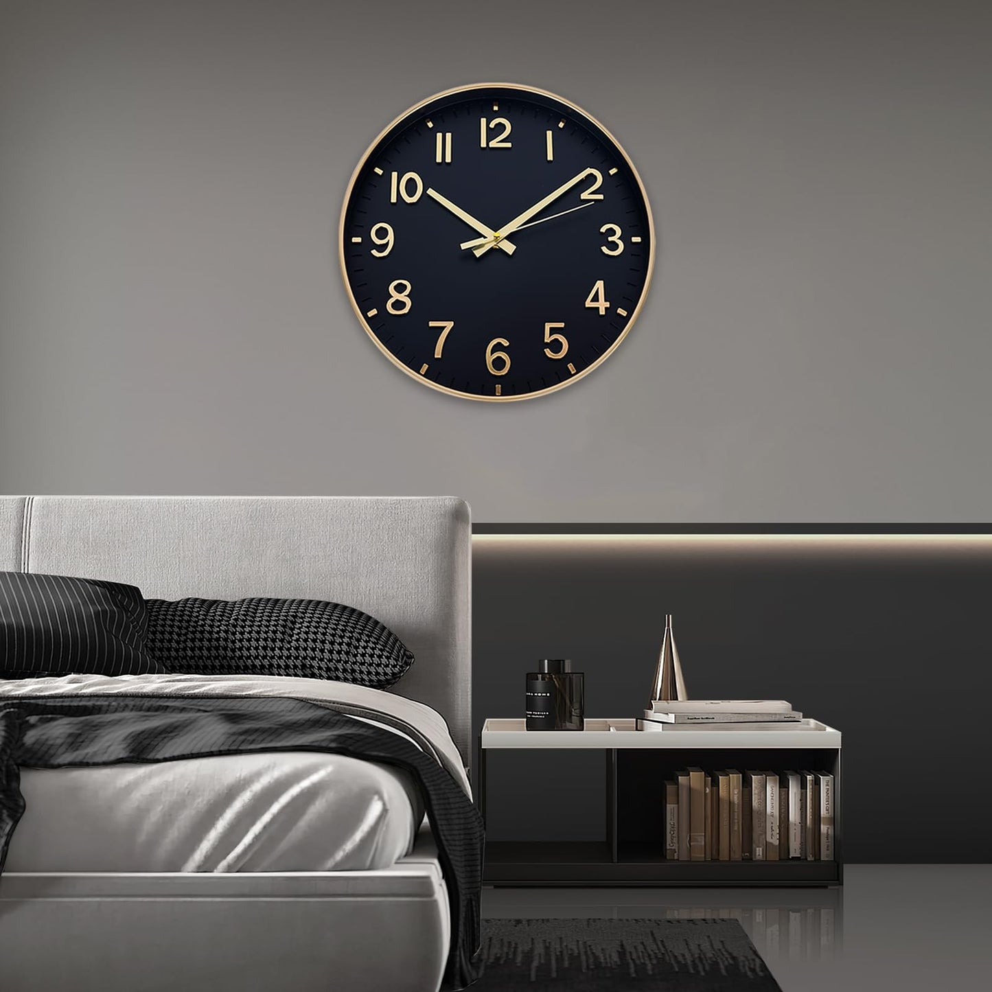 HZDHCLH Wall Clocks Battery Operated,Wall Clock Green,8 inch Wall Clock Silent Non Ticking Modern 3D Numbers for Kitchen Bedroom Living Room Office Classroom Decor