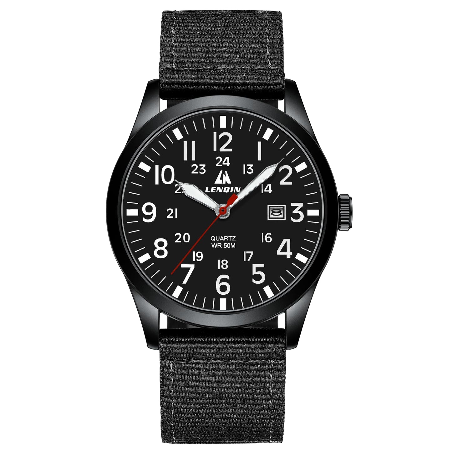 LN LENQIN Mens Watches Unisex Military Sport Nylon Strap Stylish Luminous Fashion Analog Quartz Watch for Men Waterproof Army Tactical Casual Wristwatch
