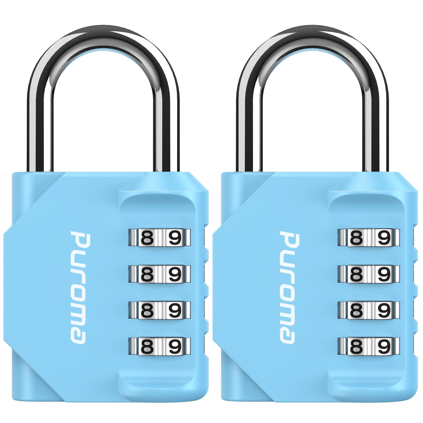 Puroma 2 Pack Combination Lock 4 Digit Padlock for School Gym Locker, Sports Locker, Fence, Toolbox, Case, Hasp Storage (Black & Code Window)
