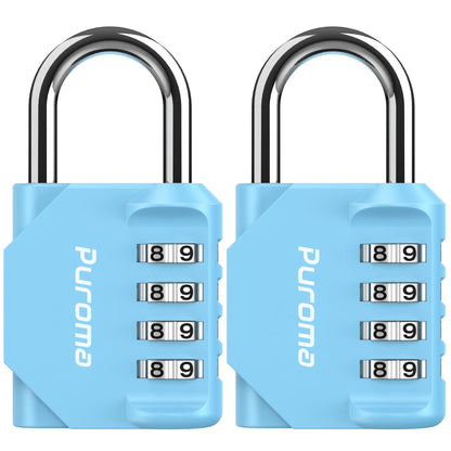 Puroma 2 Pack Combination Lock 4 Digit Padlock for School Gym Locker, Sports Locker, Fence, Toolbox, Case, Hasp Storage (Black & Code Window)