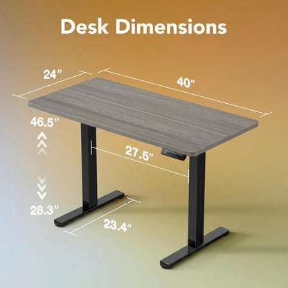 HUANUO 32" Small Electric Standing Desk Adjustable Height, 4 Memory Height Settings, Sit Stand Up Desk for Home Office & Computer Workstation, LightWalnut