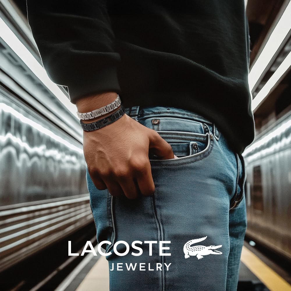 Lacoste Metropole Bracelet – Unisex H-Link with Crocodile Clasp – Adjustable Polished Finish Accessory