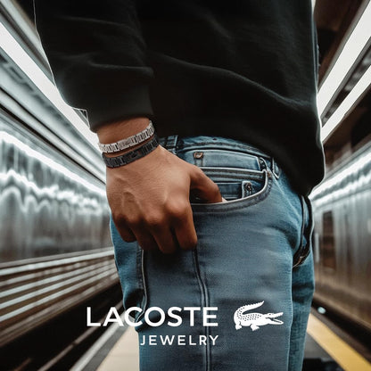 Lacoste Metropole Bracelet – Unisex H-Link with Crocodile Clasp – Adjustable Polished Finish Accessory