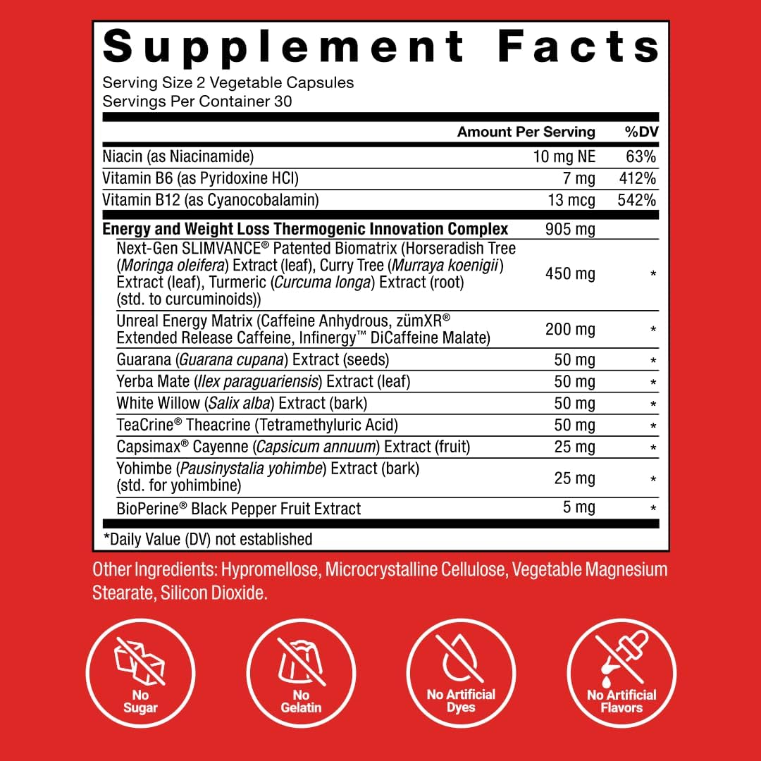 Force Factor LeanFire with Next-Gen SLIMVANCE Advanced Thermogenic Fat Burner for Weight Loss with B Vitamins and Capsimax to Boost Metabolism, Increase Energy, and Enhance Focus, 60 Capsules