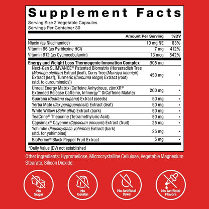 Force Factor LeanFire with Next-Gen SLIMVANCE Advanced Thermogenic Fat Burner for Weight Loss with B Vitamins and Capsimax to Boost Metabolism, Increase Energy, and Enhance Focus, 60 Capsules