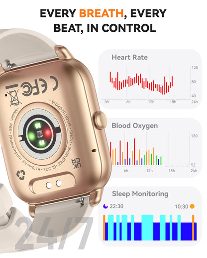 Smart Watches for Men Women, Fitness Tracker with Activity Counter/Sleep Monitor, IP68 Waterproof Smart Watch for Android iPhone iOS Compatible (Jet Black, 1.83)