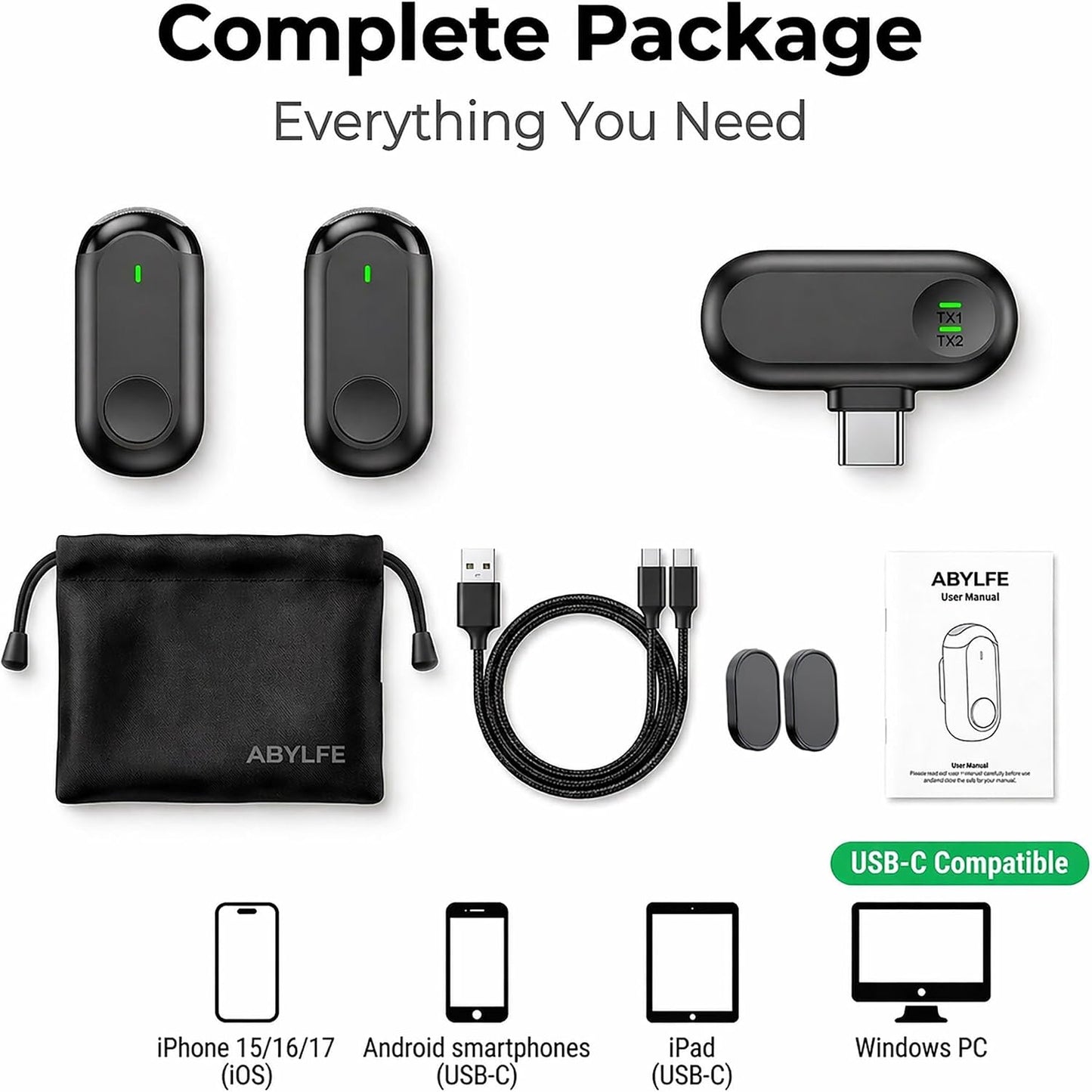 Wireless Mini Microphone for iPhone Android,Mini Mic for Video Recording,Plug & Play Lapel Professional Mic with Noise Reduction, Mute, and Reverb for YouTube TikTok Vlog Podcast