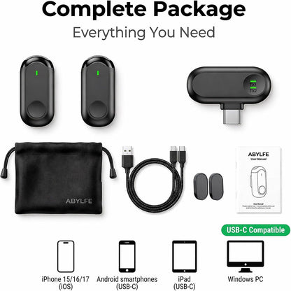 Wireless Mini Microphone for iPhone Android,Mini Mic for Video Recording,Plug & Play Lapel Professional Mic with Noise Reduction, Mute, and Reverb for YouTube TikTok Vlog Podcast