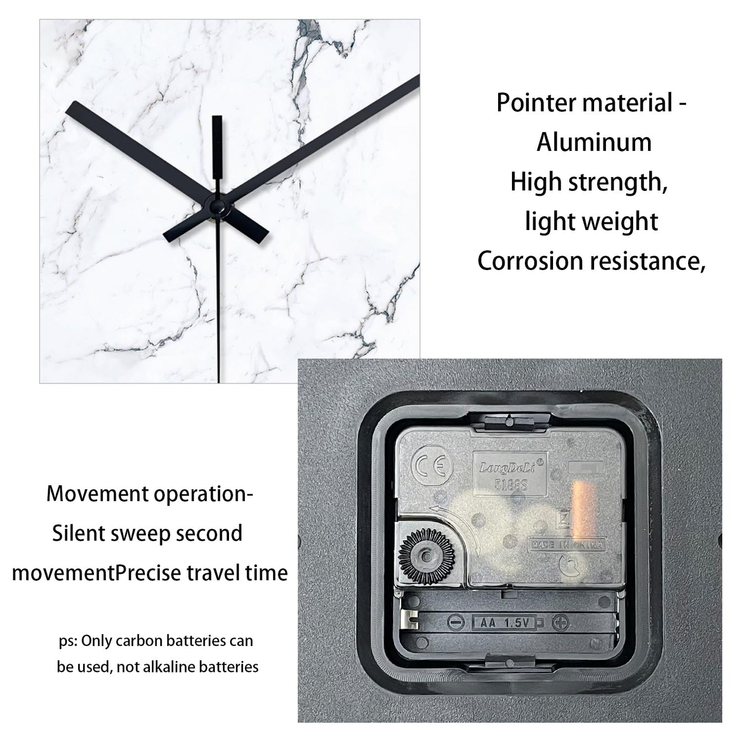 White Marble Glass Wall Clocks Battery Operated 12 Inch Abstract Decorative Analog Wall Clocks for Living Room Bedroom Office Silent Wall Clock Modern