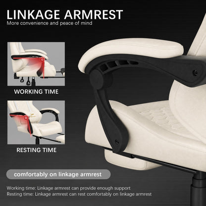 Ergonomic Gaming Chair, RGB LED Lights Computer Chairs with Retractable Footrest, 400 lbs Lumbar Support Linked Armrests Gamer Chair High Back Heavy Duty Video Game Chairs (Black Red)
