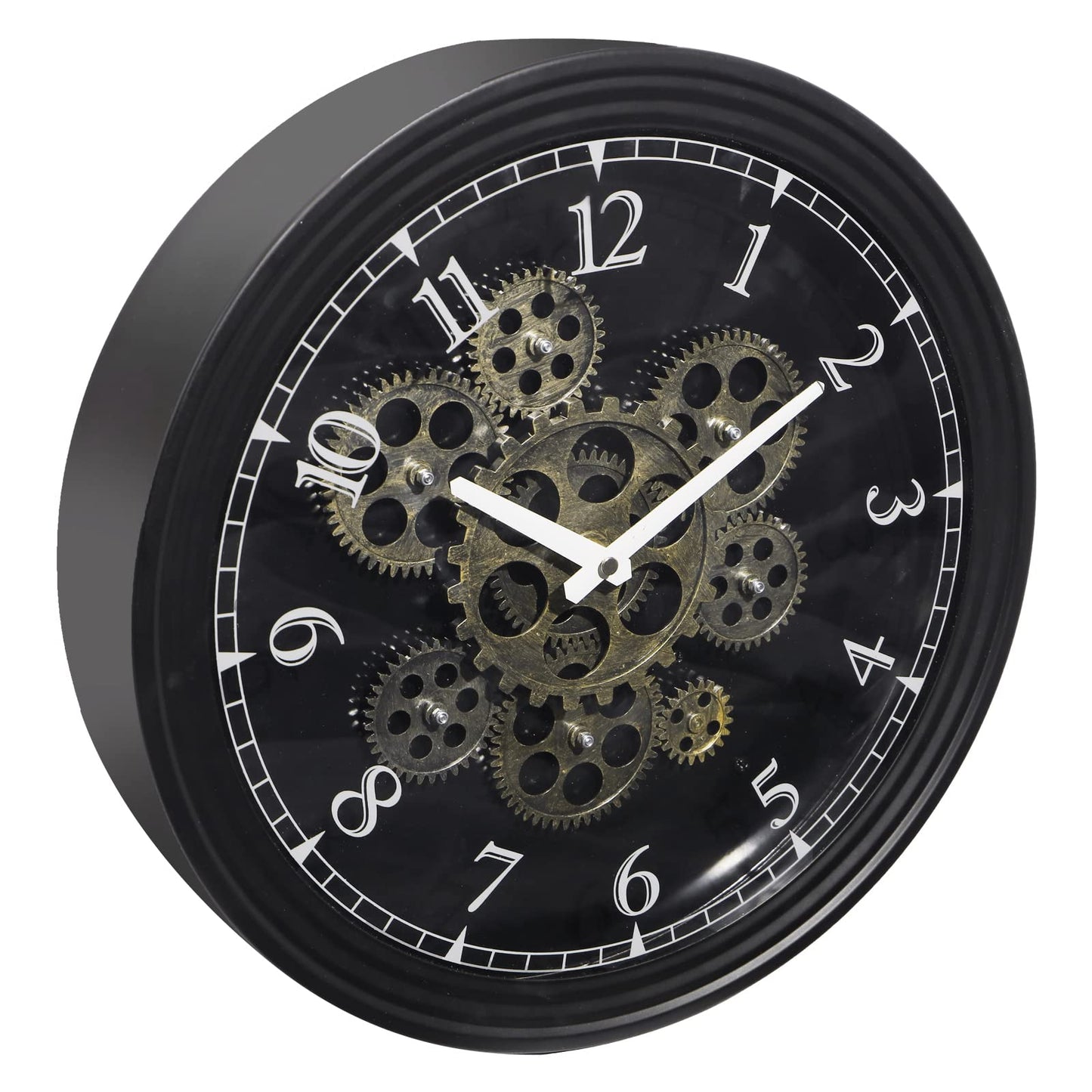 CLXEAST Mid Century Minimalist Modern Wall Clocks,24 Inch Wall Clock with Moving Gears, Large Cream Gold Wall Clocks for Living Room Decor,House Warming Gifts New Home