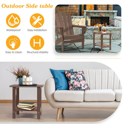 Apolimi Adirondack Outdoor Side Table, 2-Tier Sturdy Patio End Table Weather Resistant, 16.5" Solid Side Table for Patio, Pool, Porch