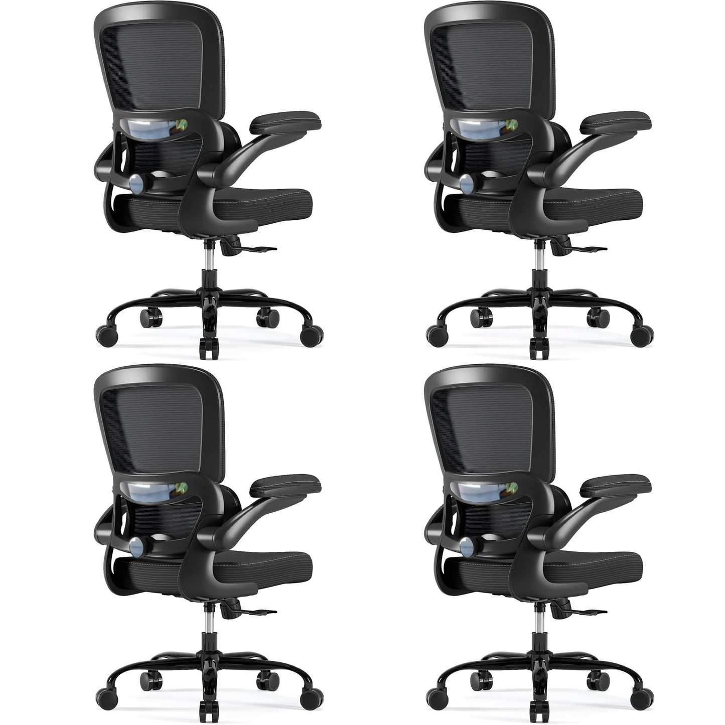 TRALT Ergonomic Office Chair - Desk Chair with Adjustable Lumbar Support Computer Chair - Mesh Comfy Chair with Flip-up Armrests - Gaming Chairs for Adults Home Office (Leather, White)