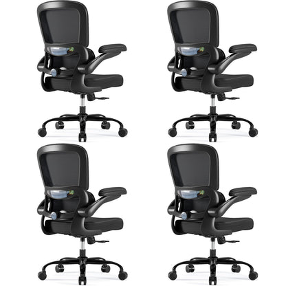 TRALT Ergonomic Office Chair - Desk Chair with Adjustable Lumbar Support Computer Chair - Mesh Comfy Chair with Flip-up Armrests - Gaming Chairs for Adults Home Office (Leather, White)