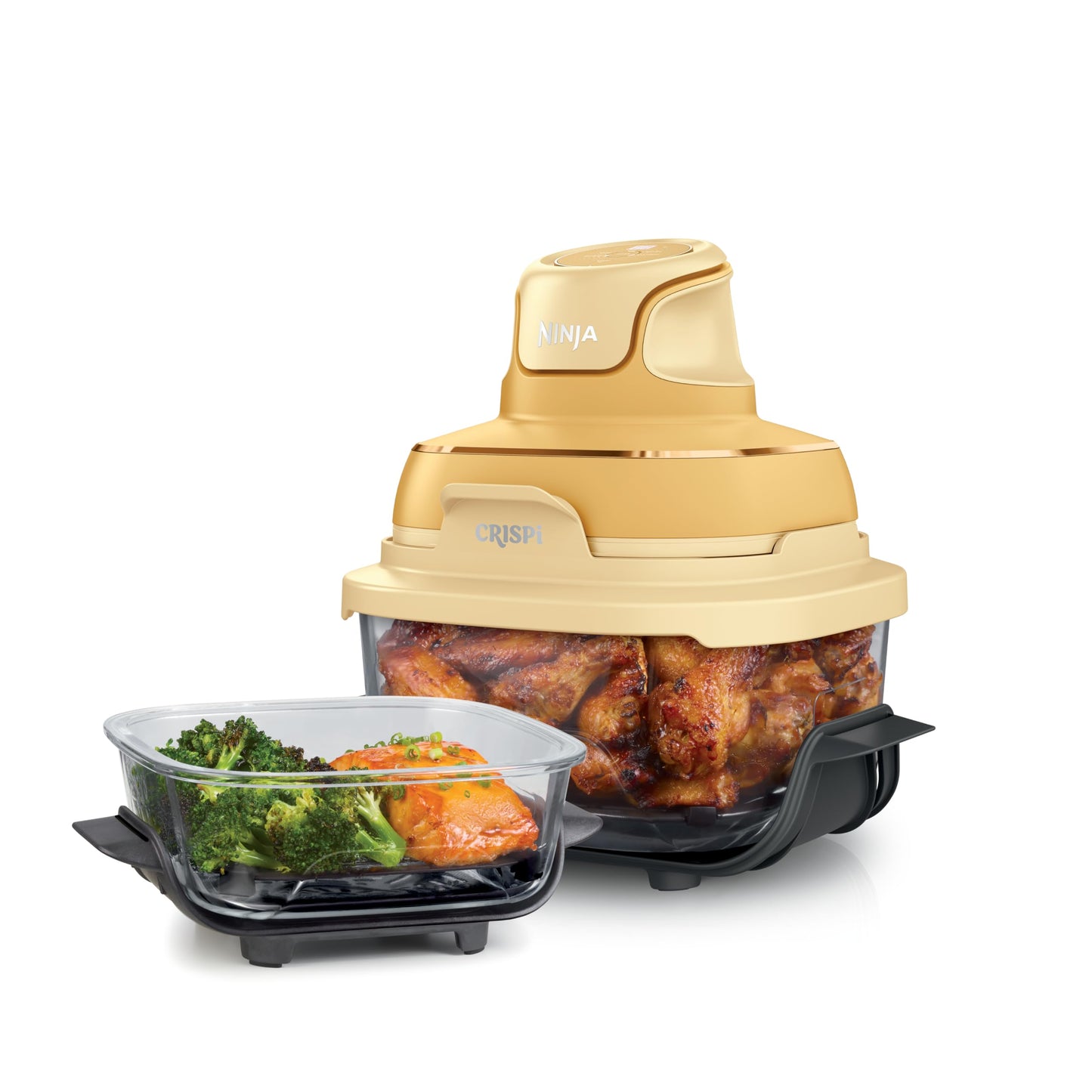 Ninja Crispi 4 in 1 Glass Air Fryer, 450°F, Non Toxic, 4QT and 6 Cup Containers with Lids, Dishwasher Safe, Cyberspace Gray, 1 Count, FN101GY