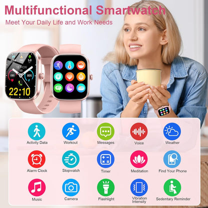 Smart Watch for Men Women, 1.91"Smartwatch with Answer/Make Call, Fitness Tracker with 100+ Sport Modes, Watches IP68 Waterproof/Heart Rate/Sleep Monitor/Pedometer, Activity Tracker for Android iOS