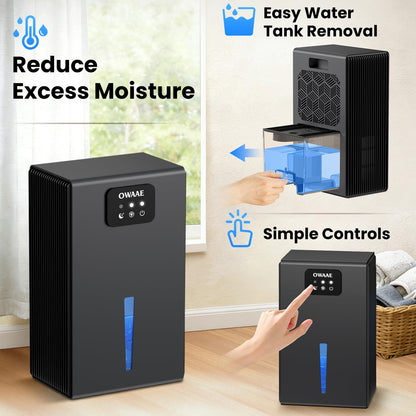 Dehumidifier, 1000 sq.ft Quiet Dehumidifiers for Home Bedroom Basement Bathroom with 95oz Water Tank, Sleep Mode Auto Shut-Off 7 Colors LED Light, Black