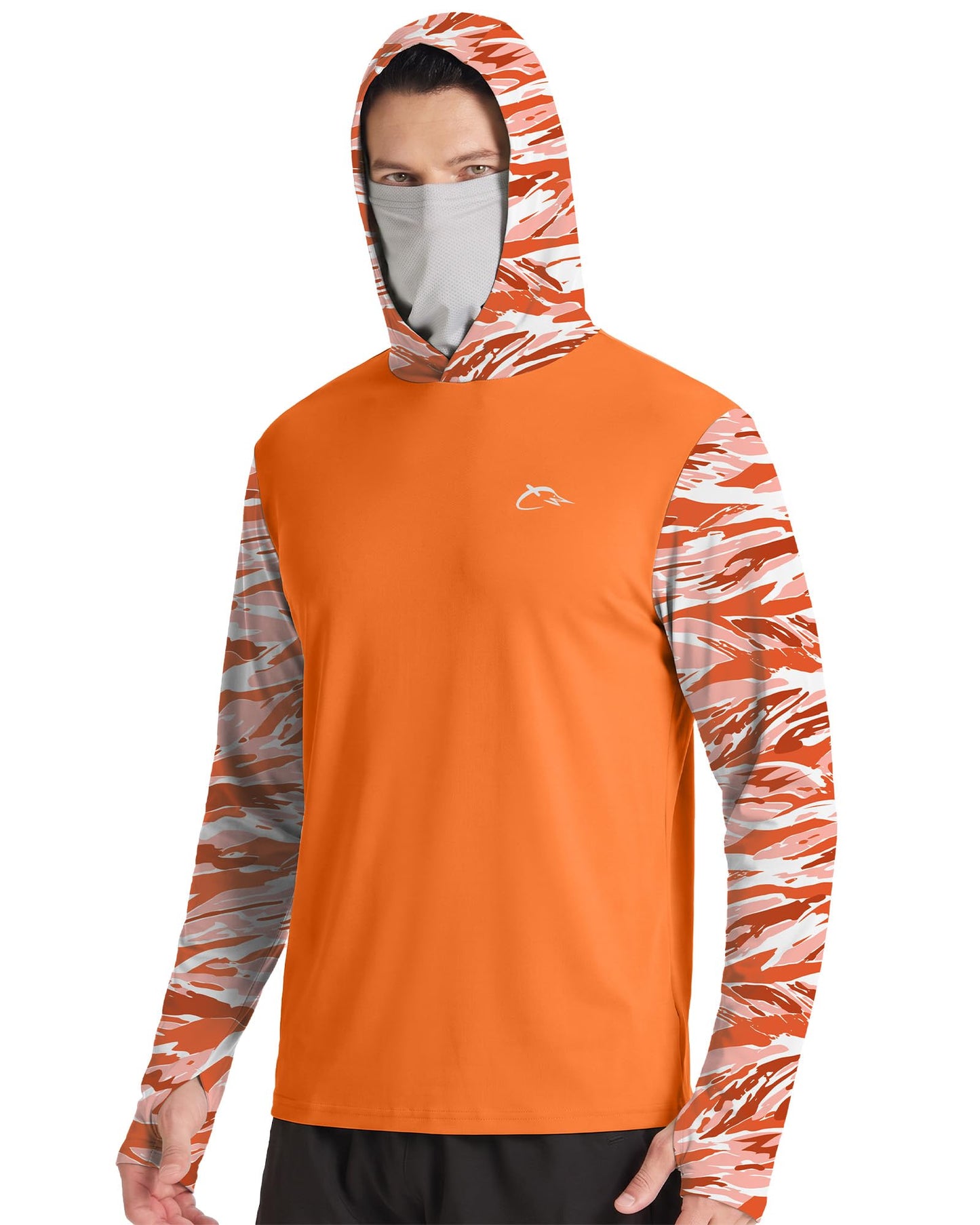 FISHEAL Men's Performance Fishing Hoodie Shirt - UPF 50+ UV Sun Protection Long Sleeve Shirts with Mesh Face Mask