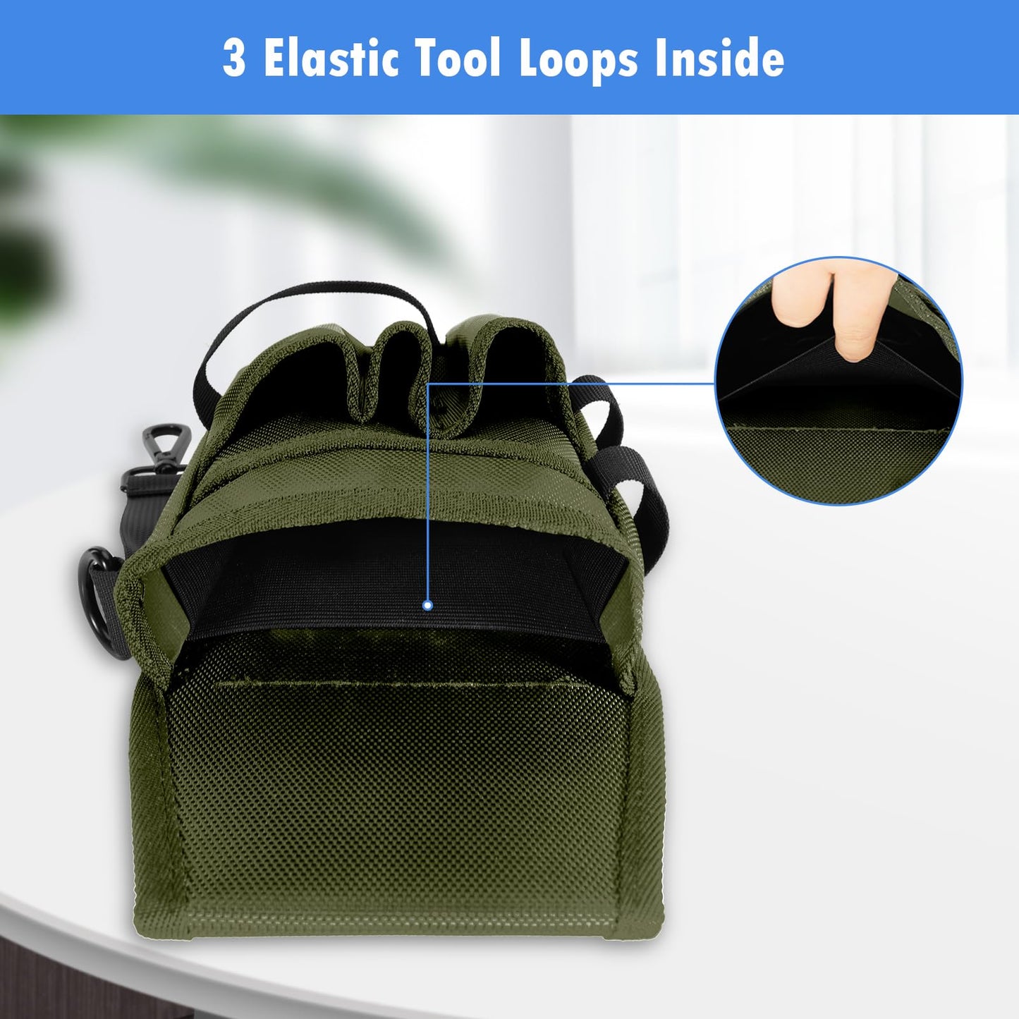 KENOBE 5-Pockets Tool Pouch, Black Tool Pouch Organization, Heavy-Duty Electrician Tool Pouches for Electrician, Carpenter, Construction, Technician, Side Belt Pouch, Small Electrician Holster