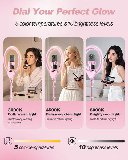 UBeesize 12'' LED Ring Light with 62'' Tripod Stand, Selfie Ring Light for Video Recording, Live Streaming, TikTok & YouTube, Compatible with iPhone & Android (Black)