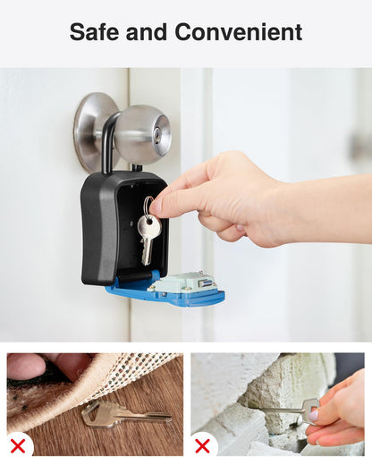Puroma Key Lock Box, Portable Combination Lockbox Wall-Mounted Key Storage Box for House Keys, Resettable Code Safe Security Lock Box for Home, Office, Apartment Spare Key Storage (1 Pack, Gray)