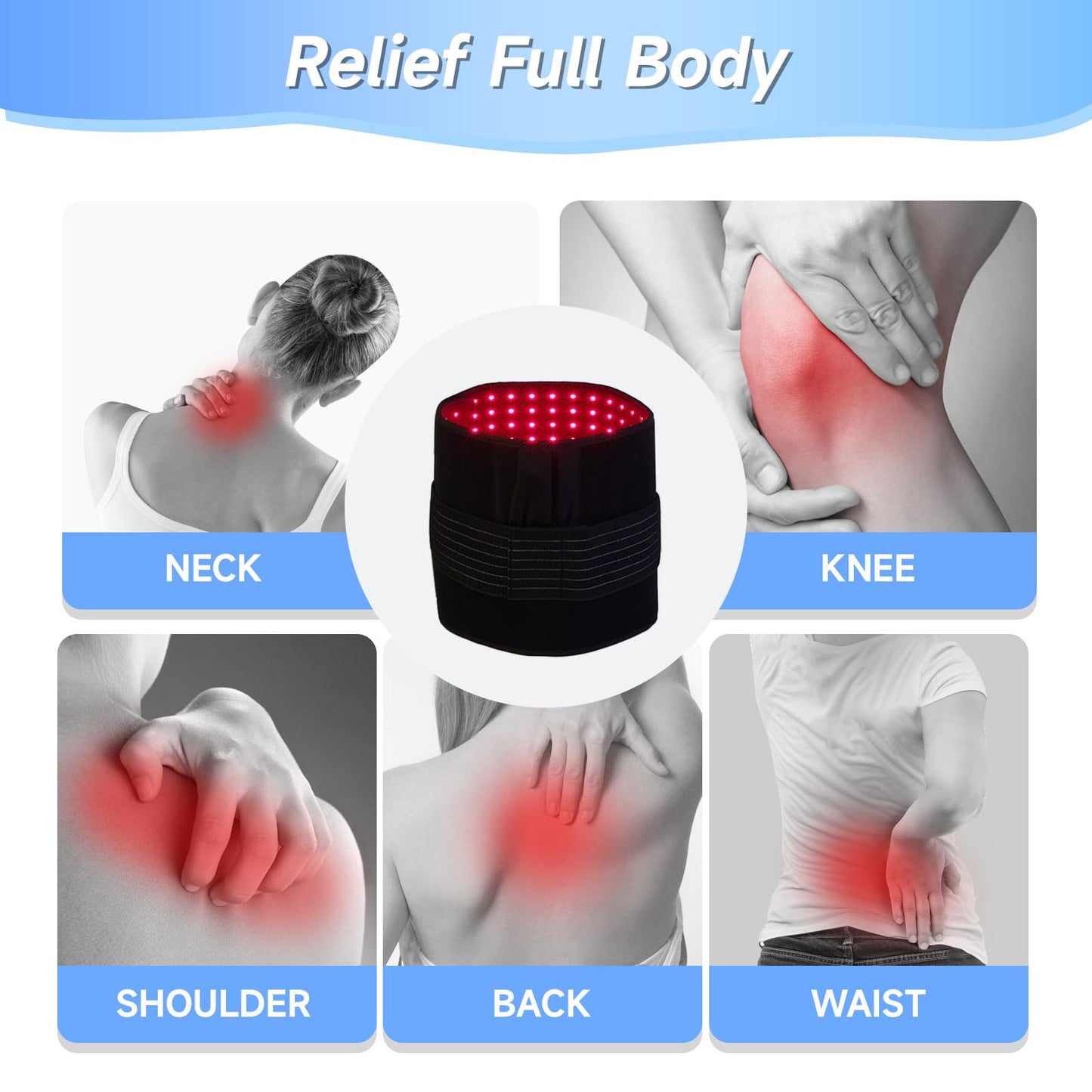 MEGELIN Red Light Infrared Therapy Belt Plus,360Leds, 660nm Red Light & 850nm Near-Infrared Light at Home