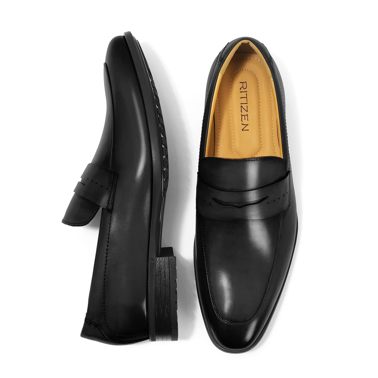 Men's Slip on Oxford Dress Shoes Classic Handmade Calfskin Manufacturing More Compact, Choose The Right Size to Modify The Foot Shape