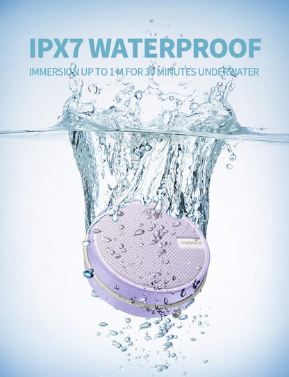 INSMY C12 IPX7 Waterproof Shower Bluetooth Speaker, Portable Small Speaker, Speakers Bluetooth Wireless Loud Clear Sound Support TF Card Suction Cup for Kayak Canoe Beach Gift (Black)