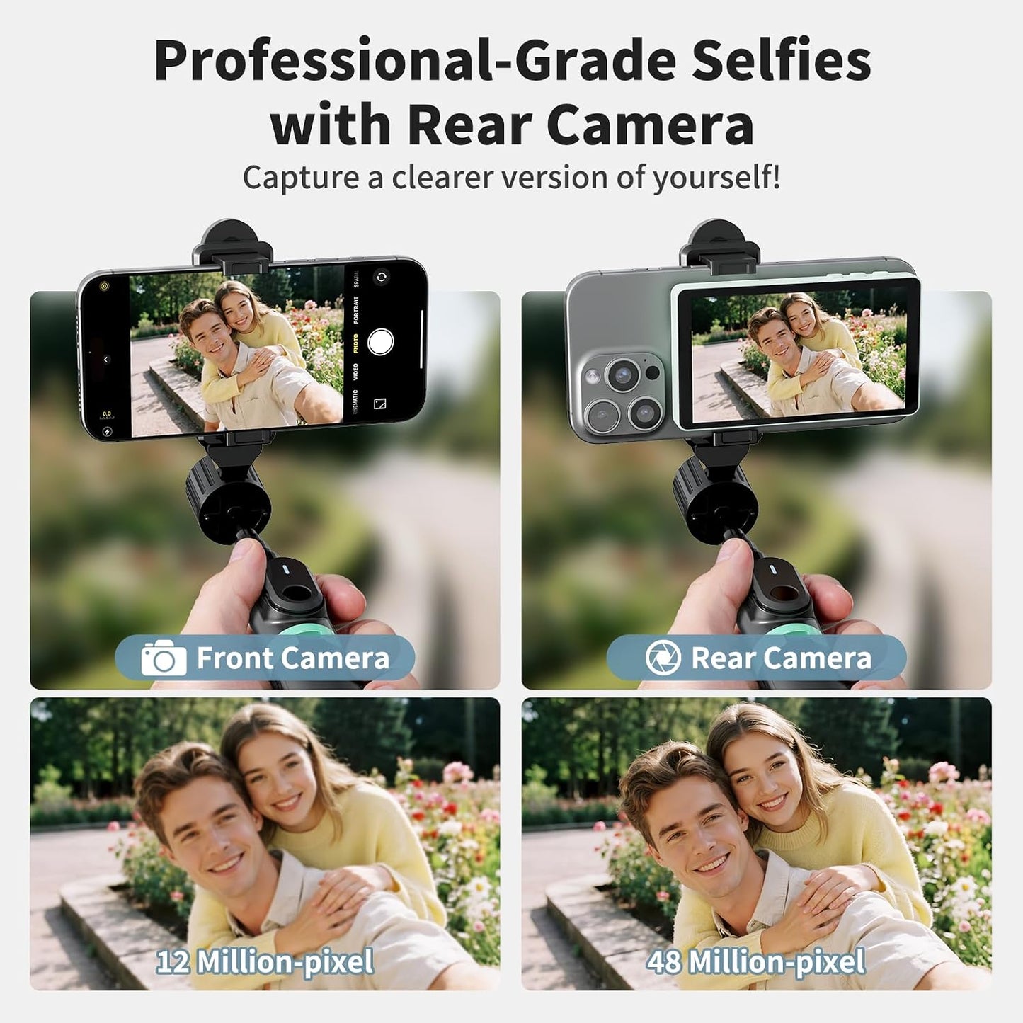 Selfie Monitor Screen, Vlog 4K 30fps Video Recording for iPhone & Android Using Phone Rear Camera for Selfie Vlog Live Stream TikTok, with Blue Tooth Remote, Content Creator Essentials (Purple)
