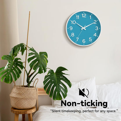 Roymnie Wall Clock Green, Silent Wall Clocks Battery Operated 8 Inch-Modern Non Ticking Analog Clock Decorative for Kitchen Office Bathroom Bedroom(Gold)