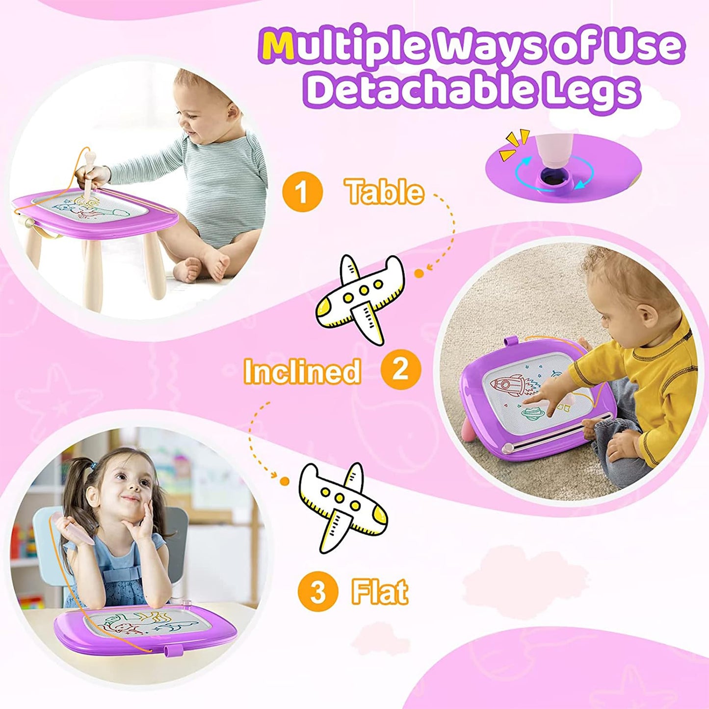 Kikidex Magnetic Drawing Board, Toddler Girl Toys for 1-3 Year Old, Doodle Board Pad Learning and Educational Toys for 1 2 3 Year Old Baby Kids Birthday Gift (Light Blue)