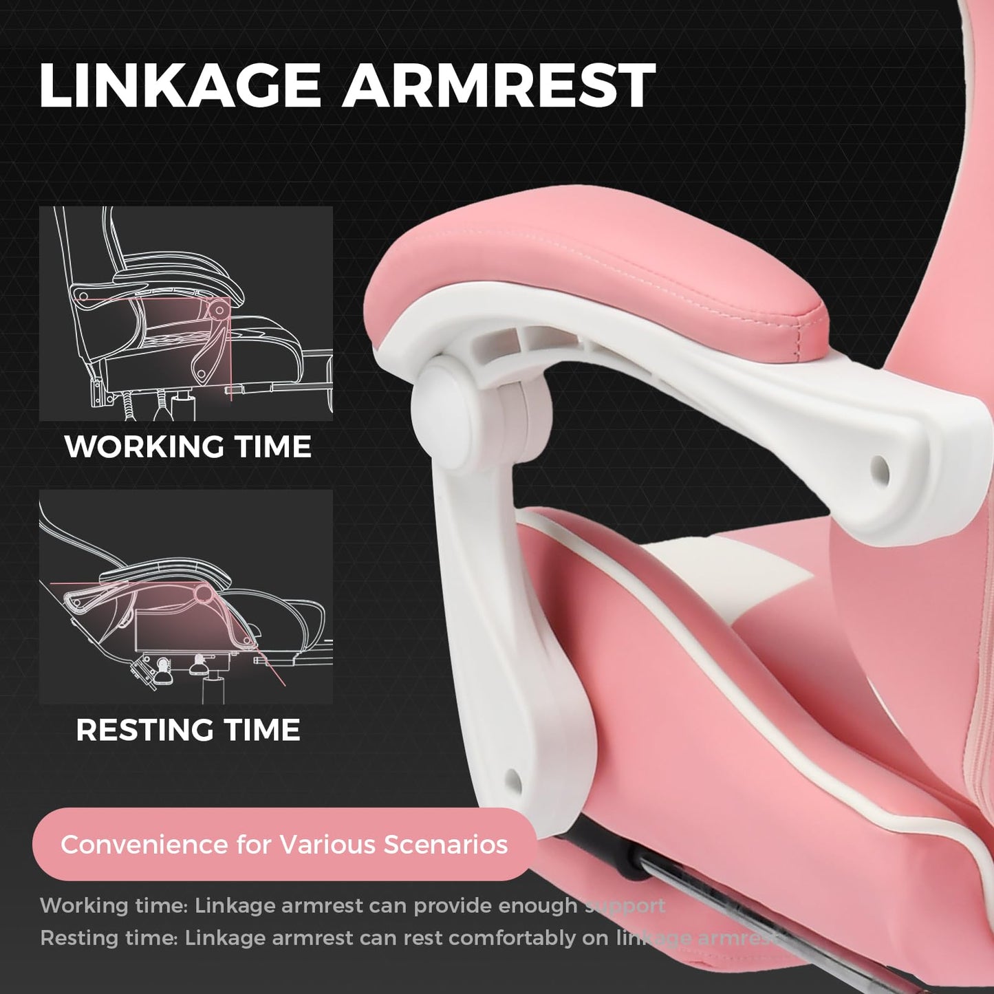 GTPLAYER Gaming Chair, Computer Chair with Footrest and Lumbar Support, Height Adjustable Game Chair with 360°-Swivel Seat and Headrest and for Office or Gaming (Pearl White)