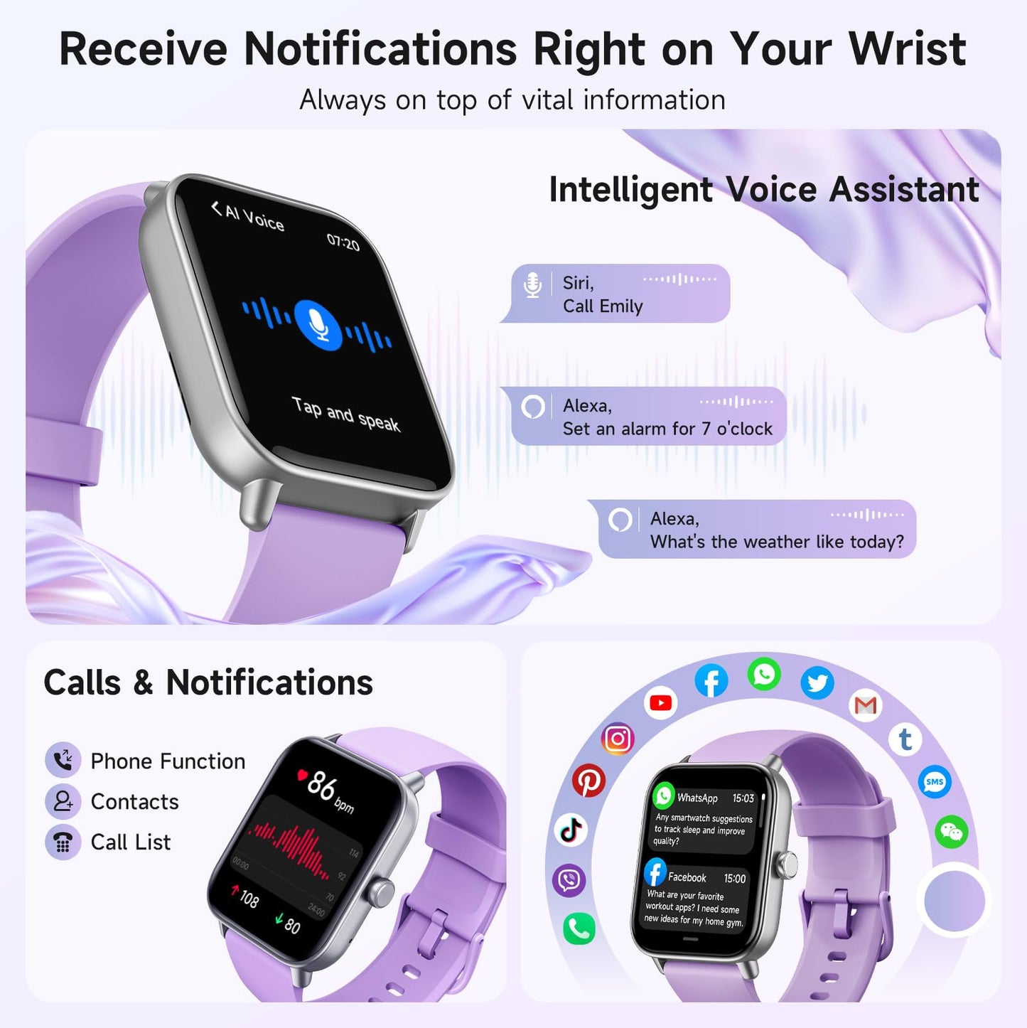 Smart Watch for Women Android & iPhone, Alexa Built-in, IP68 Waterproof Activity Fitness Tracker with Bluetooth Call (Answer/Make), 1.8" Smartwatch with Heart Rate/SpO2/Sleep Monitor, 100+ Sports Mode | Pink