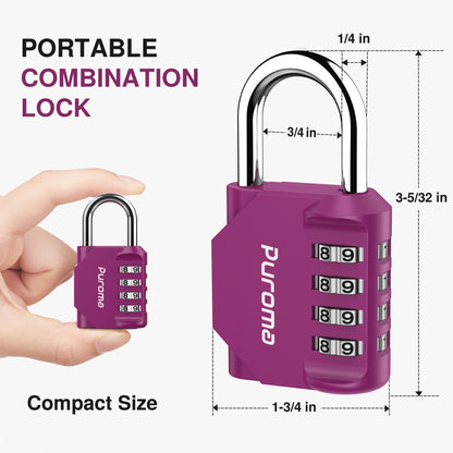 Puroma 2 Pack Combination Lock 4 Digit Padlock for School Gym Locker, Sports Locker, Fence, Toolbox, Case, Hasp Storage (Black & Code Window)