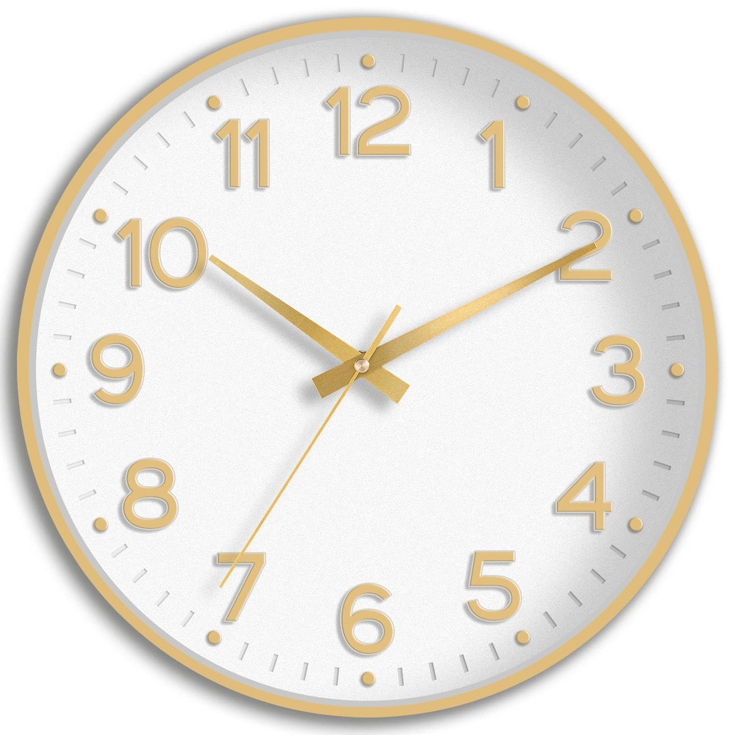 Roymnie Wall Clock Green, Silent Wall Clocks Battery Operated 8 Inch-Modern Non Ticking Analog Clock Decorative for Kitchen Office Bathroom Bedroom(Gold)