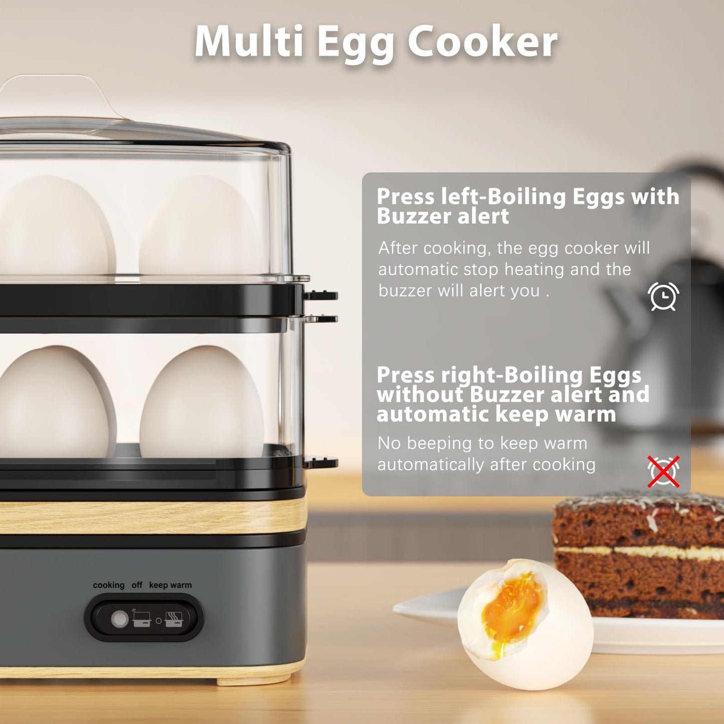 Evoloop Rapid Egg Cooker Electric 12 Eggs Capacity, Soft, Medium, Hard Boiled, Poached, Omelet Maker Egg Poacher & Vegetable Steamer, BPA Free Tray