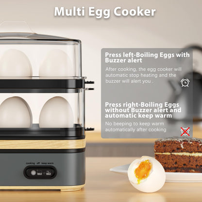 Evoloop Rapid Egg Cooker Electric 12 Eggs Capacity, Soft, Medium, Hard Boiled, Poached, Omelet Maker Egg Poacher & Vegetable Steamer, BPA Free Tray
