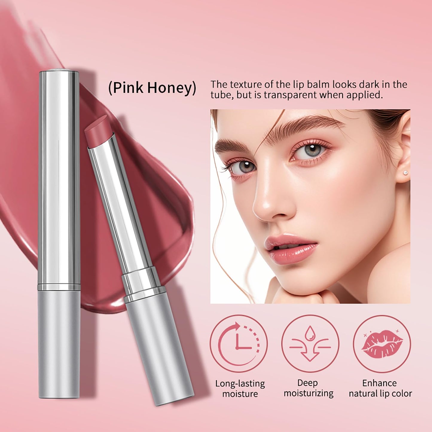 Honey Lipstick Tinted Lip Balm - Sheer Hydrating Lipstick for All Skin Tones - Moisturizing Lip Color, Nourishing Lip Balm with a Hint of Natural Black Cherry Tint