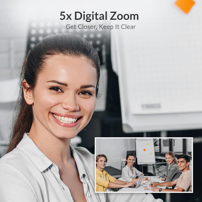 AV Access 4K Conference Room Camera - 1/1.8" CMOS, Gesture Control, Auto Framing, Presenter Tracking, Individuals Gallery, Dual Noise-Canceling Mics, Privacy Cover, 120° FOV, ePTZ 5X Zoom Webcam