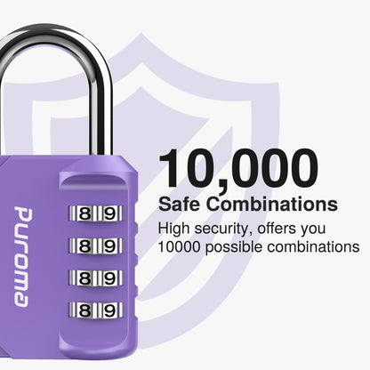 Puroma 2 Pack Combination Lock 4 Digit Padlock for School Gym Locker, Sports Locker, Fence, Toolbox, Case, Hasp Storage (Black & Code Window)