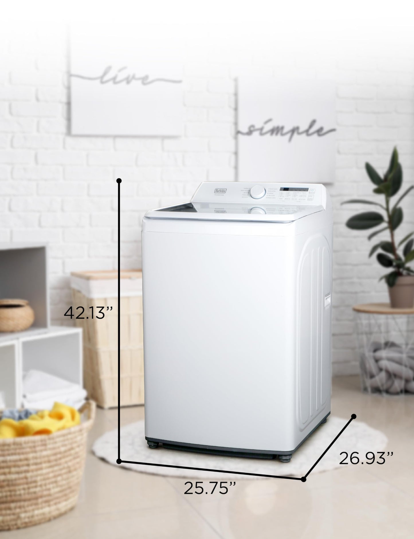 BLACK+DECKER 0.9 Cu. Ft. Portable Washer, 6.6 lb. Capacity Washing Machine for Homes & Apartments, 5 Wash Cycles, Quick Connect Sink Adapter and Drain Hose Included, LED Display, BPWM09W, White