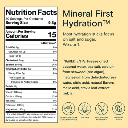 Mineral Hydration Packets – Electrolyte Powder Drink Mix with Calcium, Magnesium, Potassium – No Added Sugar, Natural Ingredients - Variety Pack (12 Packets)