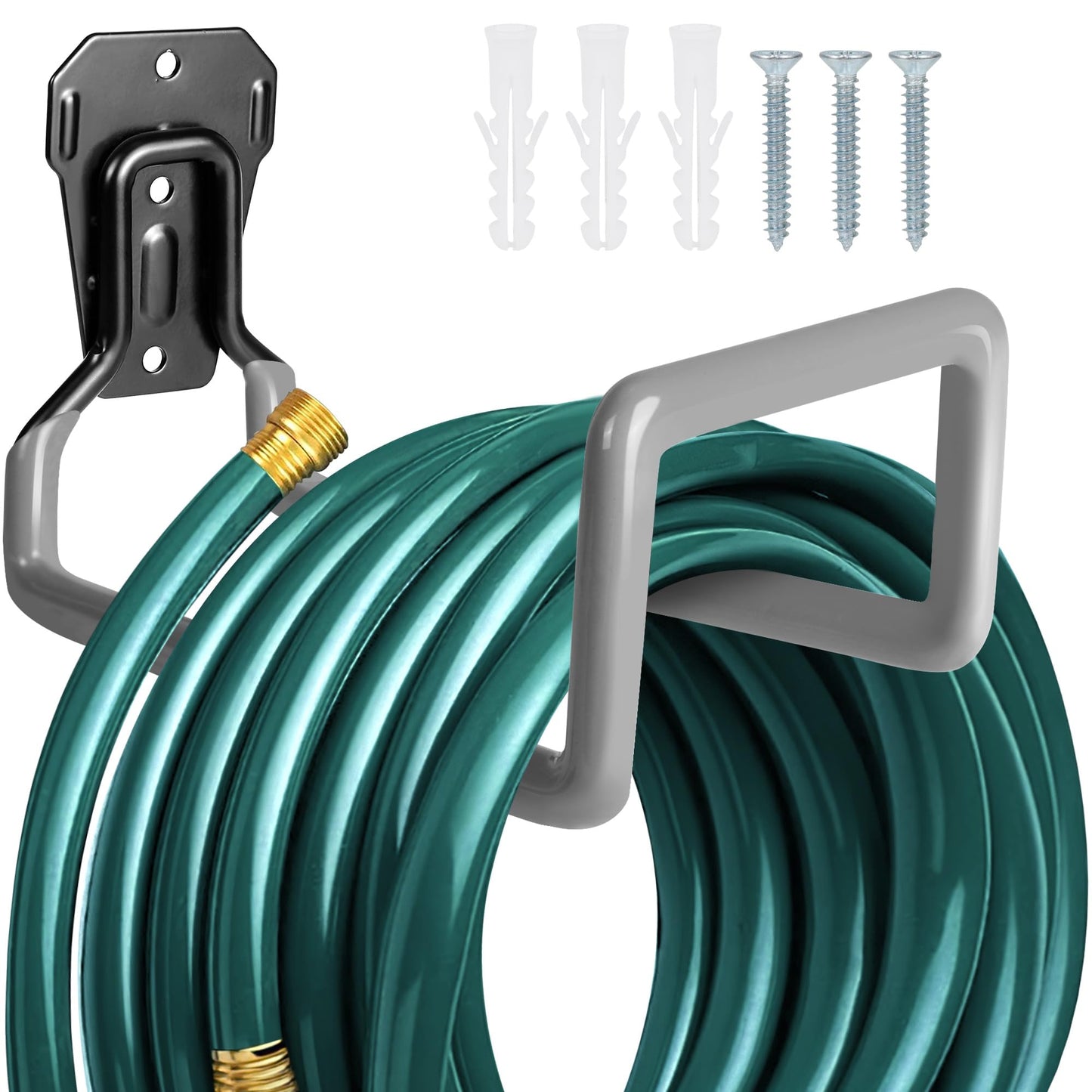 PeoMev Metal Garden Hose Holder - Heavy Duty Hose Hanger Wall Mounted Water Hose Holder for Outside Yard, Sturdy Hose Reel Hose Hooks for Water Hose, Extension Cords