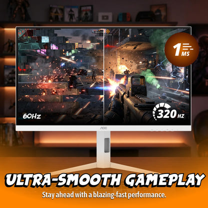 AOC 27 Inch QHD Gaming Monitor 240Hz 0.3ms, Overclock 260Hz, IPS, 2560x1440, G-Sync Compatible, HDR Ready, DisplayPort 1.4 HDMI 2.0, VESA Mount, 3-Year Zero-Bright-Dot, Q27G41ZE